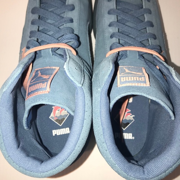 Puma Suede Pink Dolphin Collab Blue Pink Men Shoes - Picture 7 of 8